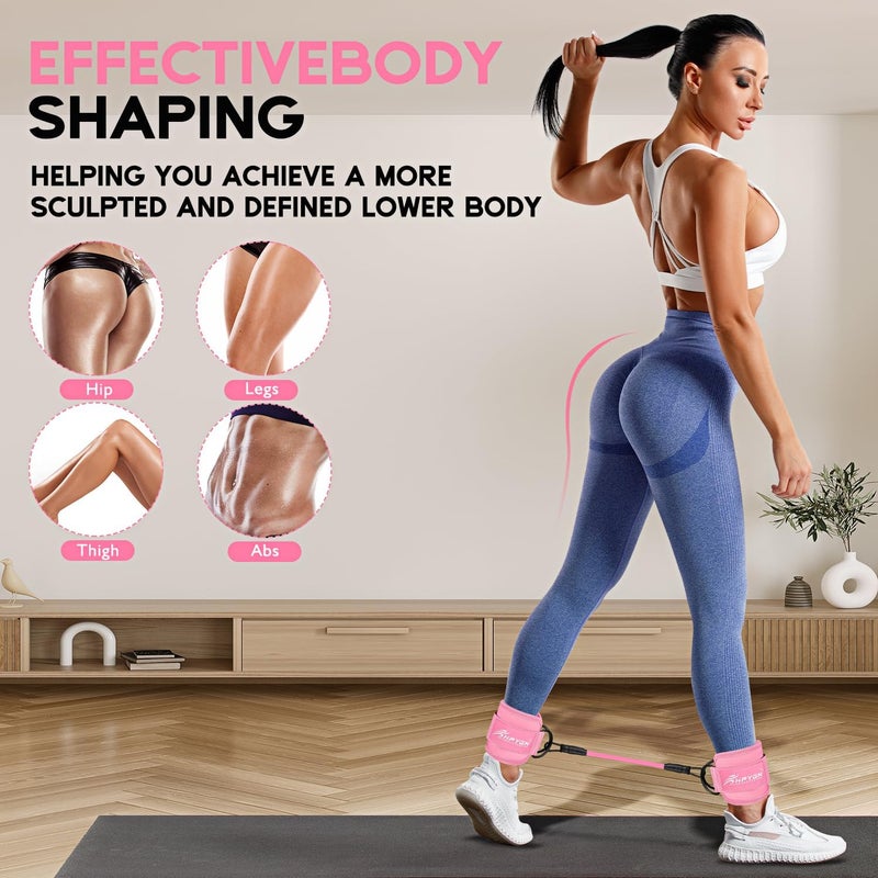HPYGN Ankle Resistance Bands, Ankle Bands for Working Out with Cuffs, Resistance Bands for Leg Butt Training Workout Equipment for Kickbacks Hip Gluteus Training, Ankle Strap with Exercise Bands - Image 3